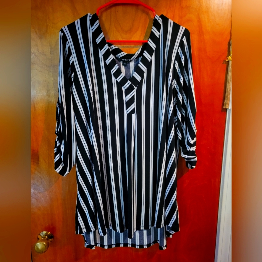 Striped Torrid V Neck blouse
